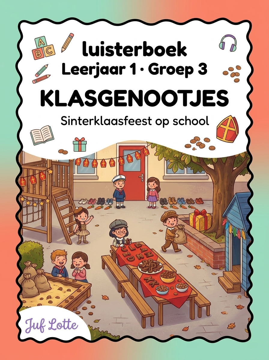 Pagina uit het luisterboek “Sinterklaasfeest op school”